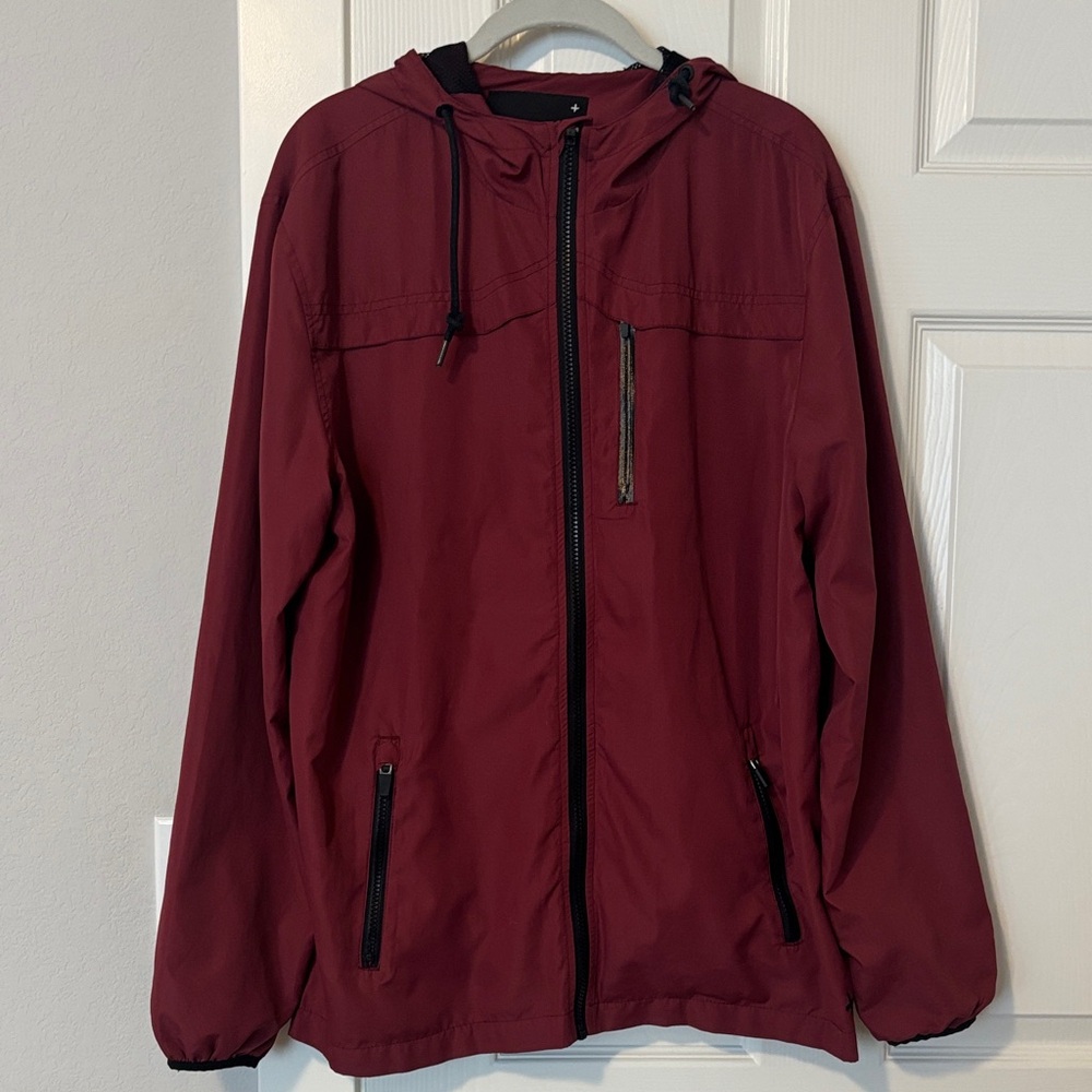 Tavik Men's M Burgundy Hooded Windbreaker Jacket EUC